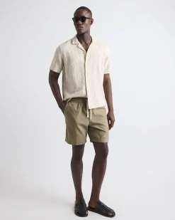 Linen-Blend Short with Elastic Waistband