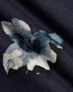 Linen-Blend Short-Sleeve Floral Shirt with Camp Collar