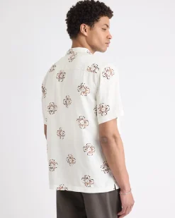 Linen-Blend Short-Sleeve Shirt with Camp Collar