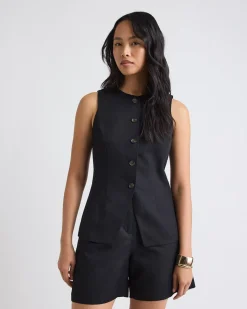 Linen-Blend Sleeveless Vest