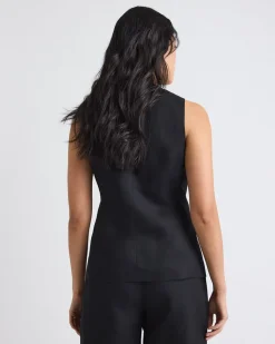 Linen-Blend Sleeveless Vest