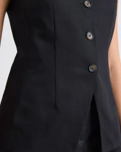Linen-Blend Sleeveless Vest