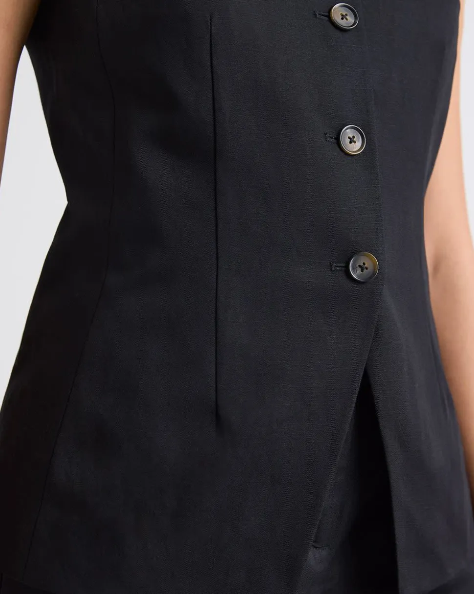 Linen-Blend Sleeveless Vest