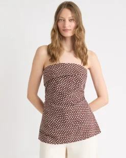 Linen-Blend Straight-Neck Tube Top