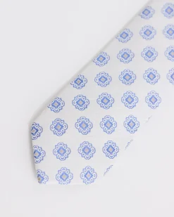 Linen-Blend Tie with Geometric Pattern
