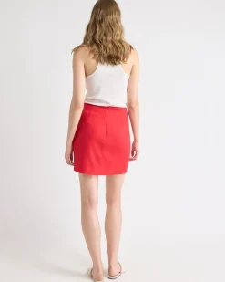 Linen-Blend Wrap Mini Skirt