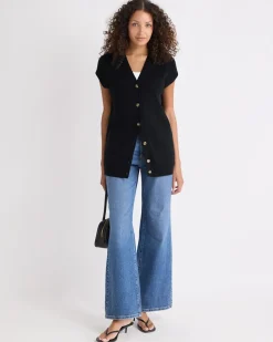 Long Buttoned-Down Sweater Vest