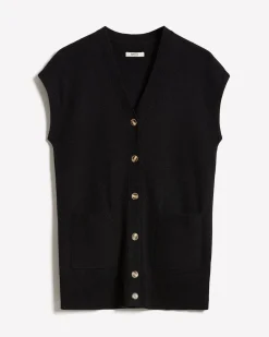 Long Buttoned-Down Sweater Vest