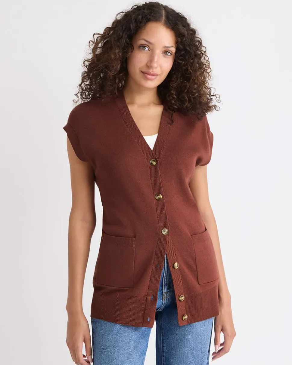 Long Buttoned-Down Sweater Vest
