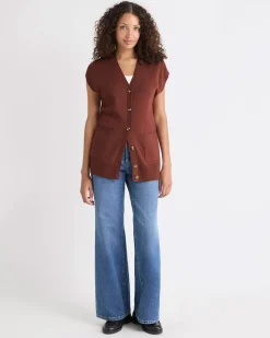Long Buttoned-Down Sweater Vest