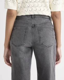 Long Dark Grey High-Rise Wide-Leg Jeans