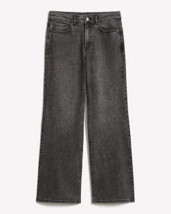 Long Dark Grey High-Rise Wide-Leg Jeans