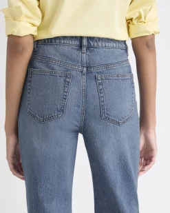 Long Medium-Wash Straight-Leg Jeans