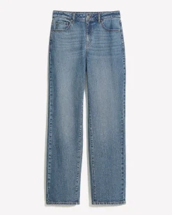 Long Medium-Wash Straight-Leg Jeans