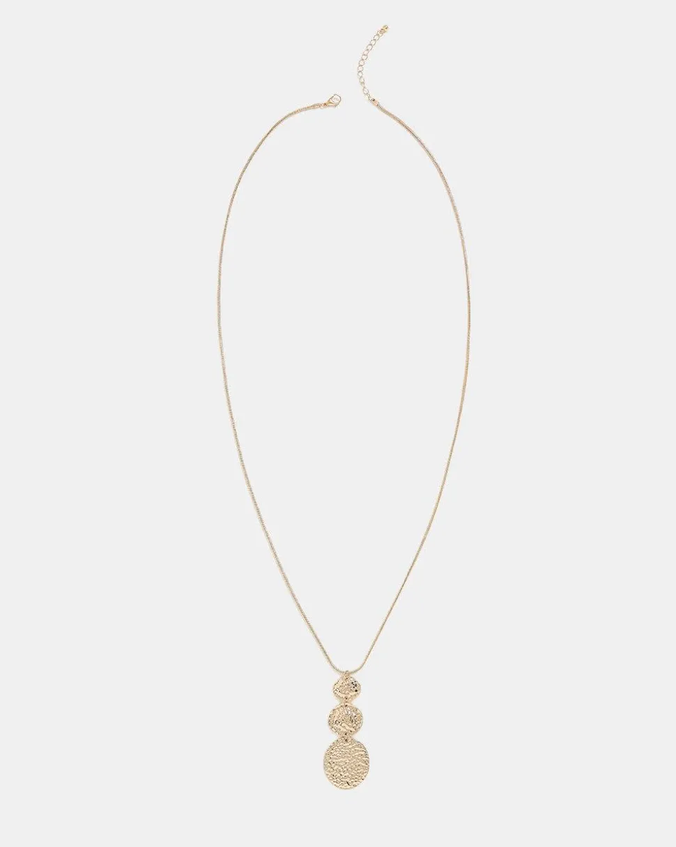 Long Necklace with Three-Disc Pendant