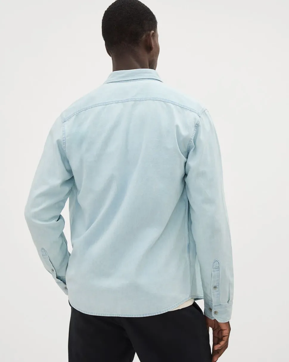 Long-Sleeve Denim Shirt with Chest Pocket