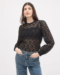 Long-Sleeve Lace Blouse