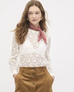 Long-Sleeve Lace Blouse