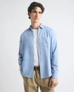 Long-Sleeve Linen-Blend Shirt