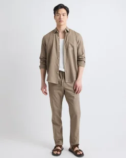 Long-Sleeve Linen-Blend Shirt