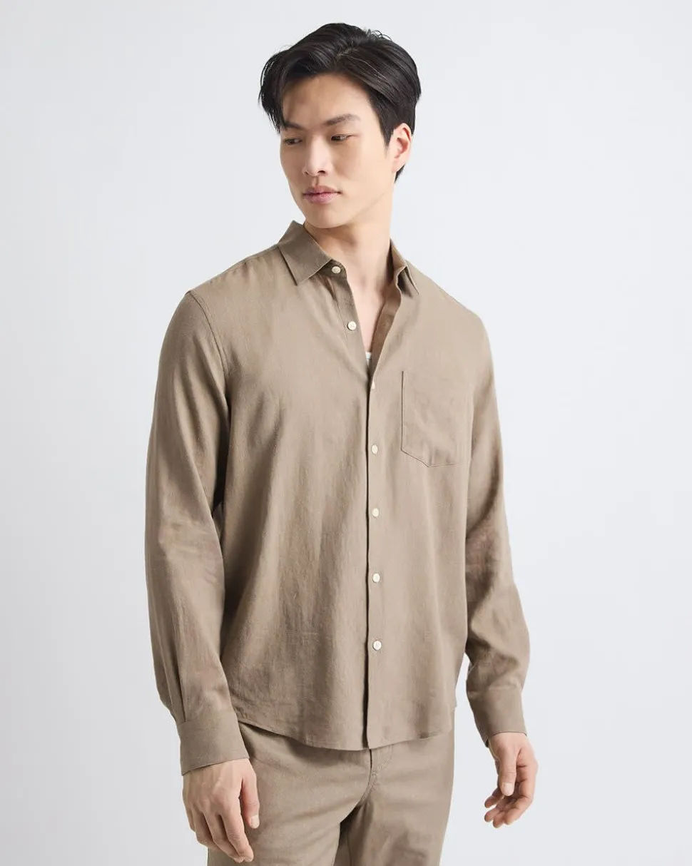 Long-Sleeve Linen-Blend Shirt
