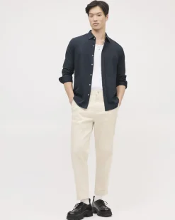 Long-Sleeve Piqué Cotton Shirt
