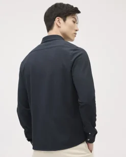 Long-Sleeve Piqué Cotton Shirt