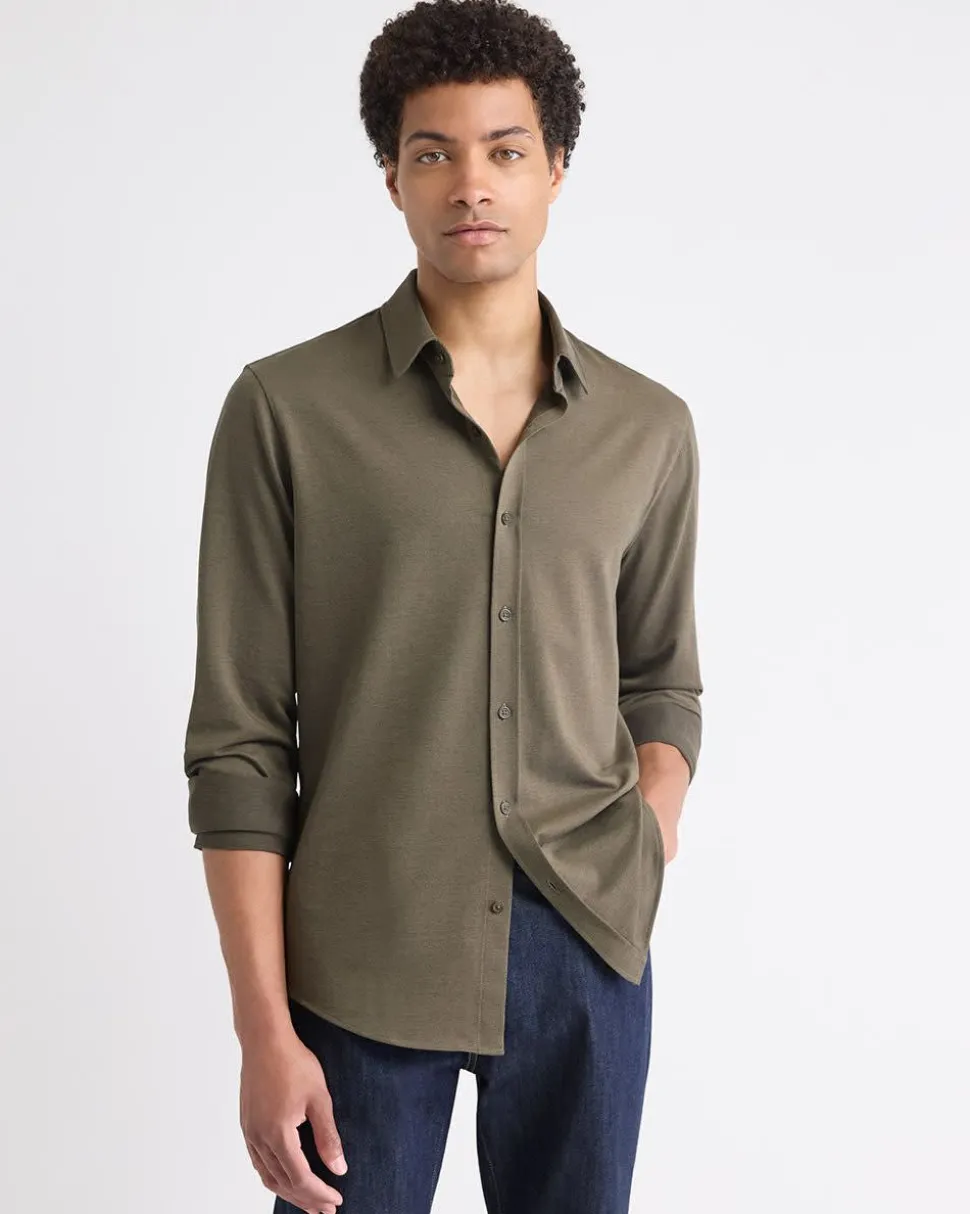 Long-Sleeve Piqué-Knit Shirt