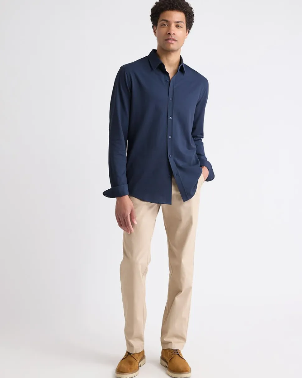 Long-Sleeve Piqué-Knit Shirt