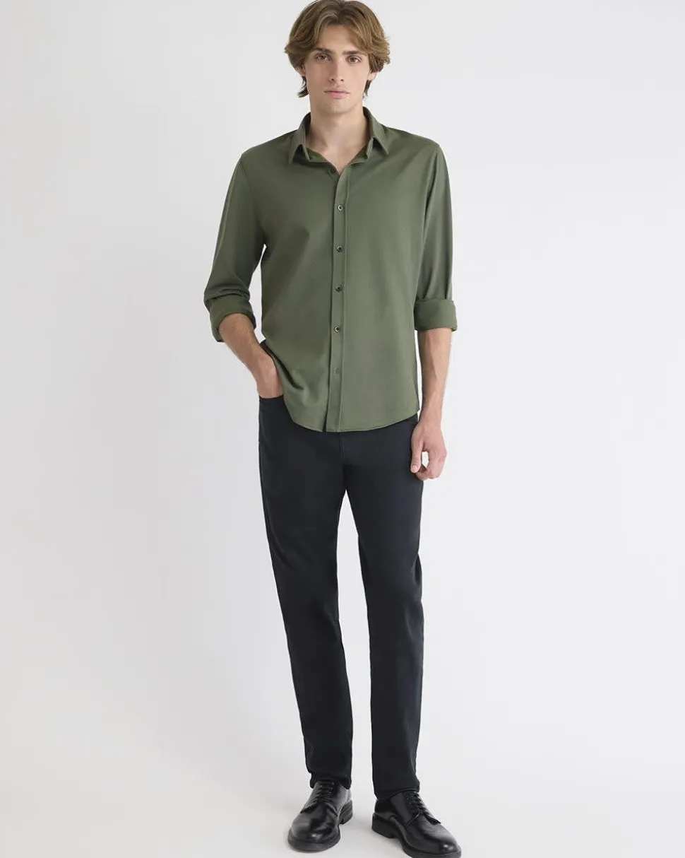Long-Sleeve Piqué-Knit Shirt