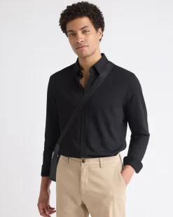 Long-Sleeve Piqué-Knit Shirt