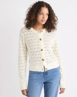 Long-Sleeve Short Cardigan with Fancy Stitches