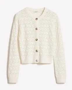 Long-Sleeve Short Cardigan with Fancy Stitches