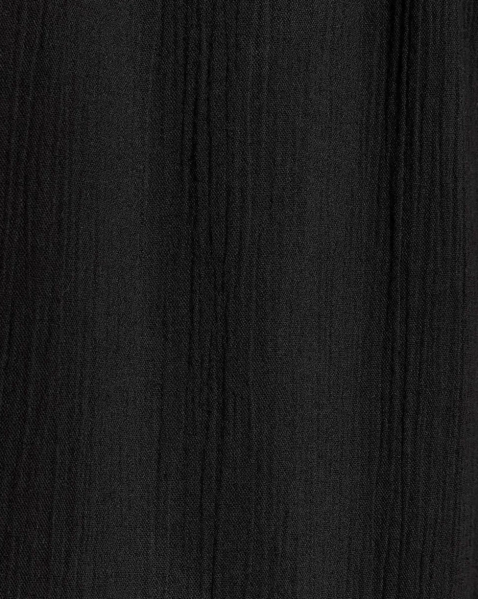 Long-Sleeve U-Neck Gauze Blouse