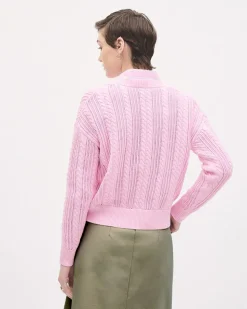 Long-Sleeve V-Neck Cable-Stitch Sweater