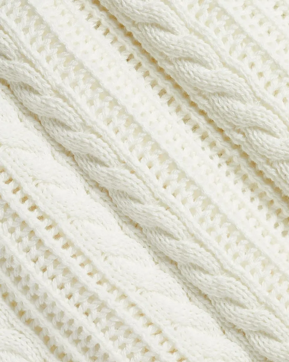 Long-Sleeve V-Neck Cable-Stitch Sweater