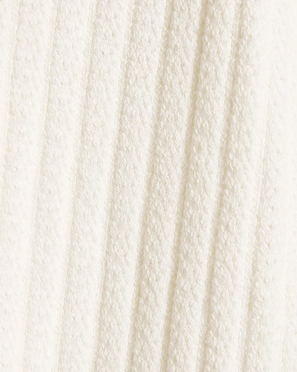 Long-Sleeve V-Neck Self-Tie Sweater in Fancy Stitches
