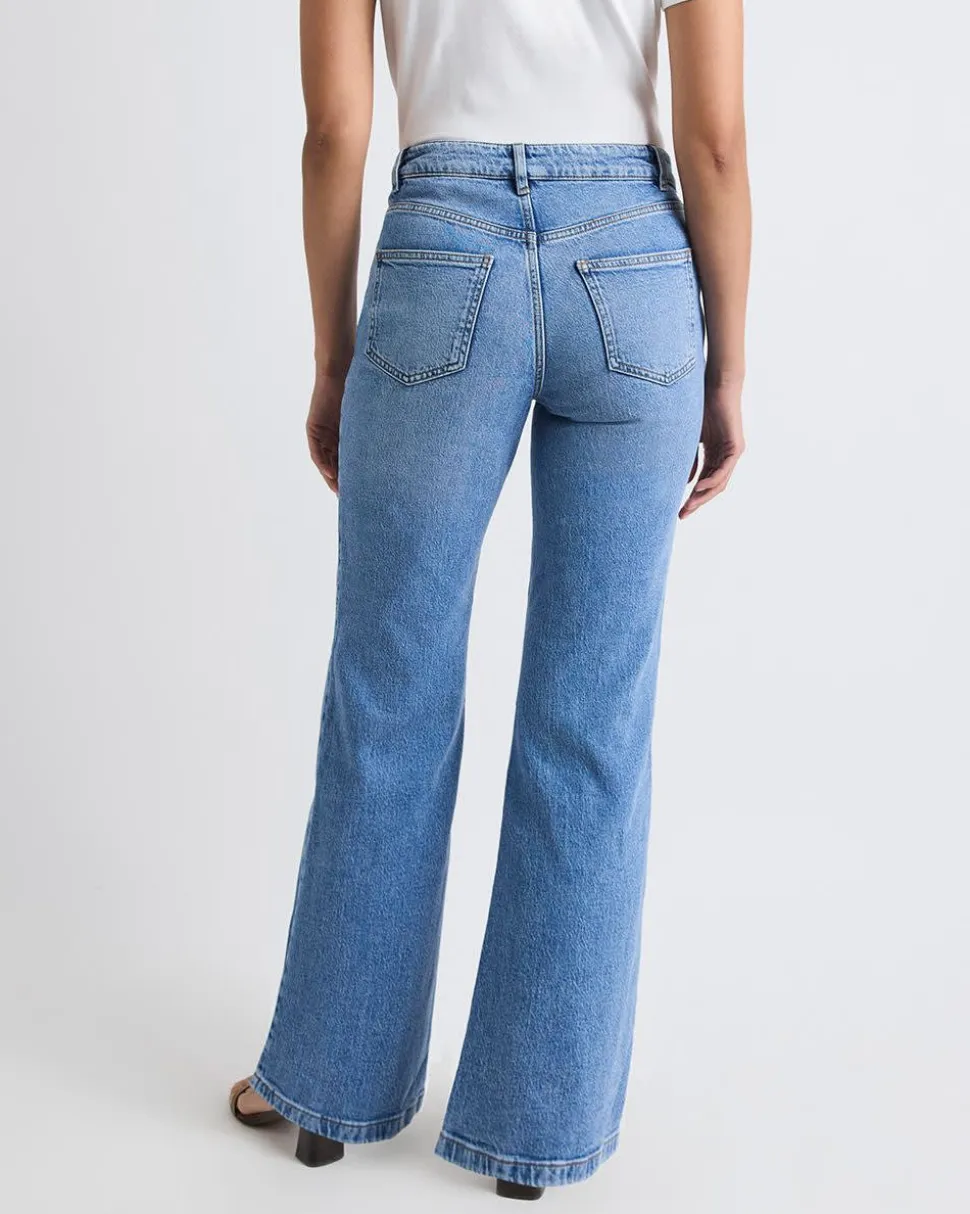 Medium-Wash High-Waisted Wide-Leg Jeans