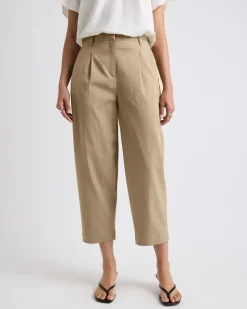 Mid-Rise Tapered-Leg Cotton Pant