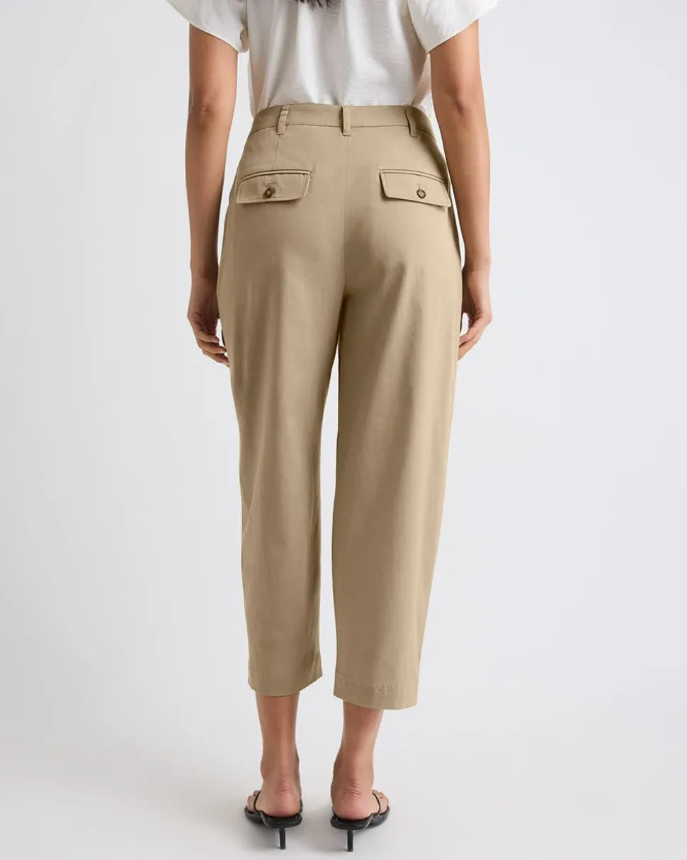 Mid-Rise Tapered-Leg Cotton Pant