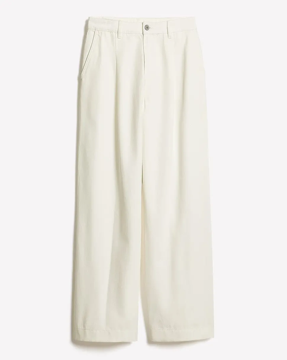 Mid-Rise Wide-Leg Cream Jeans