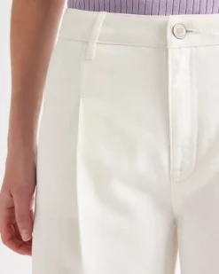 Mid-Rise Wide-Leg Cream Jeans