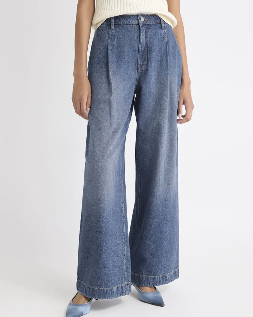 Mid-Rise Wide-Leg Medium-Wash Jeans