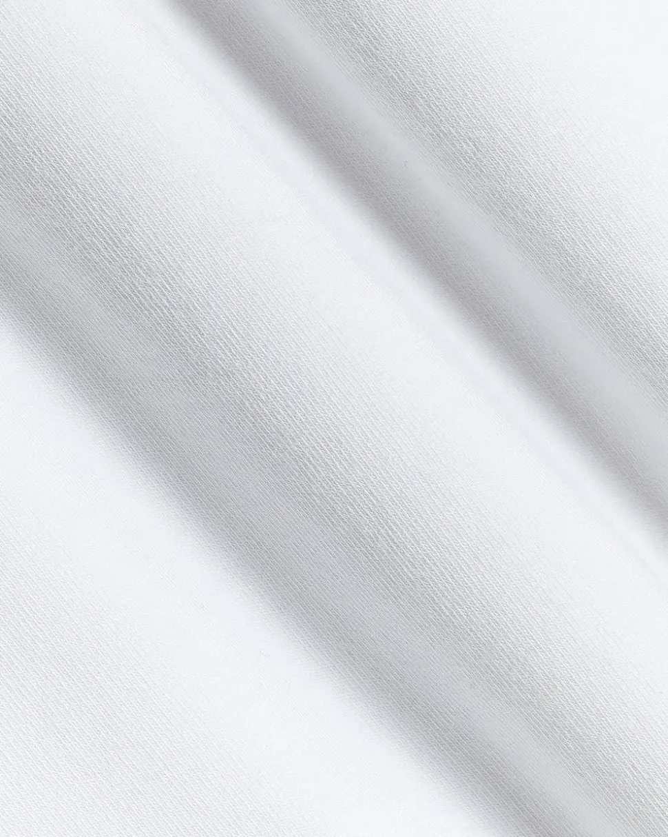 Mix-Media Crew-Neck Top with Puffy Elbow Sleeves