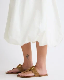 Mix-Media Sleeveless Midi Dress with Bubble Hem