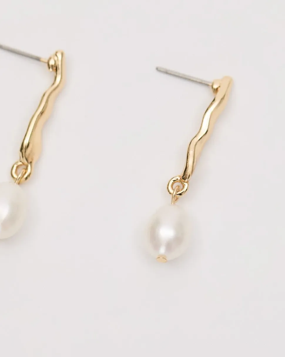 Modern Earrings with Pearl Pendant