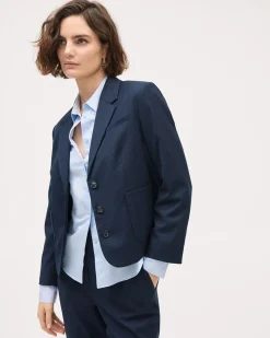 Navy Three-Button Short Blazer