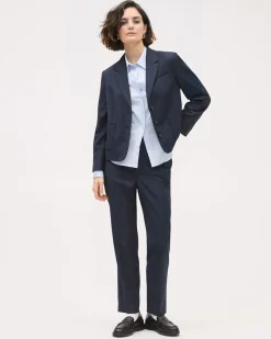 Navy Three-Button Short Blazer