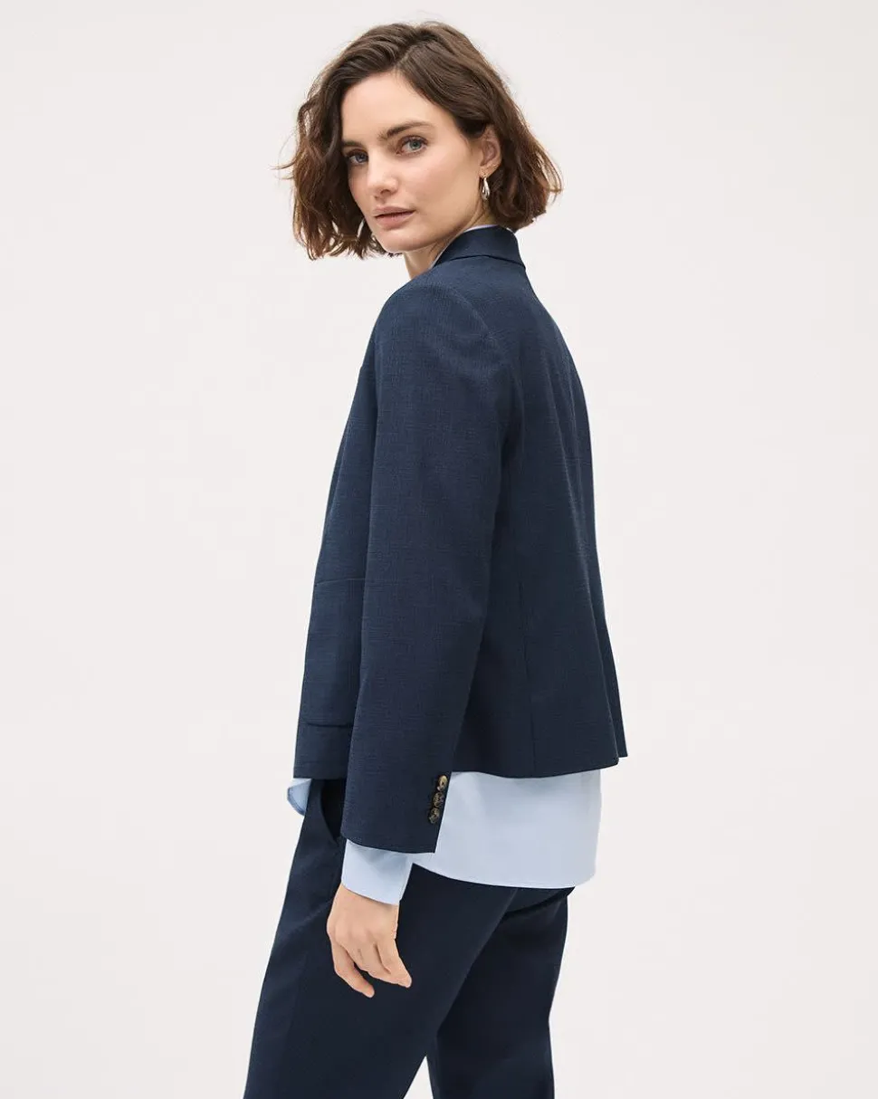 Navy Three-Button Short Blazer