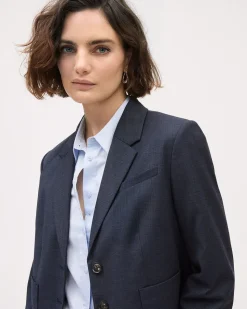 Navy Three-Button Short Blazer